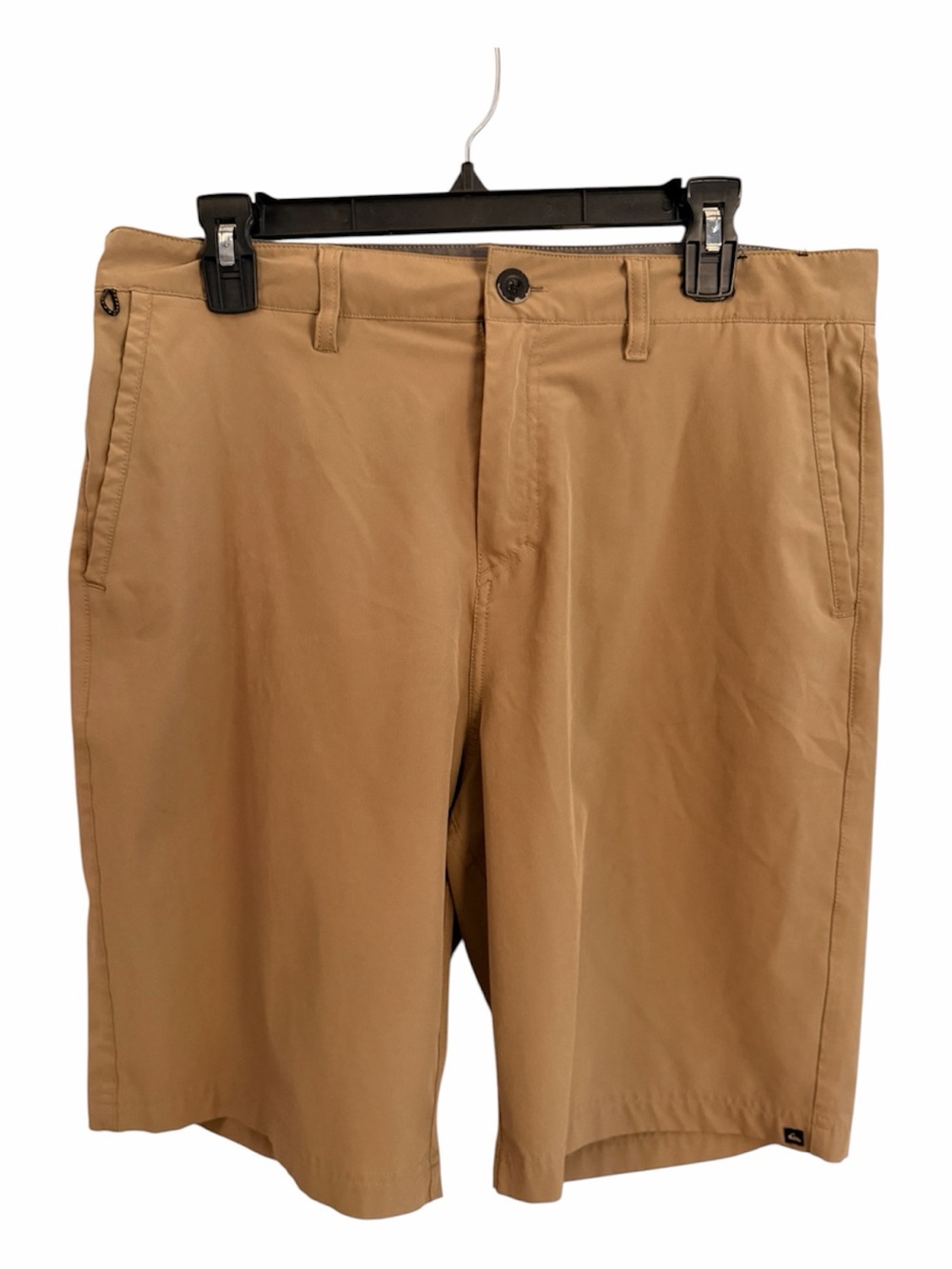 QUIKSILVER 34 Men’s Solid Amphibian Hybrid Board Shorts Khaki